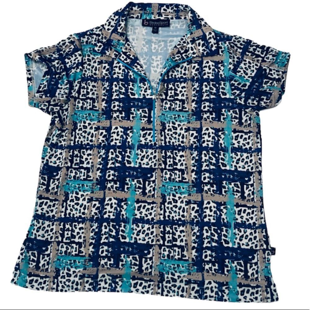 Birdee Sport Australia Golf Animal Geometric Printed Stretch Polo Shirt Top